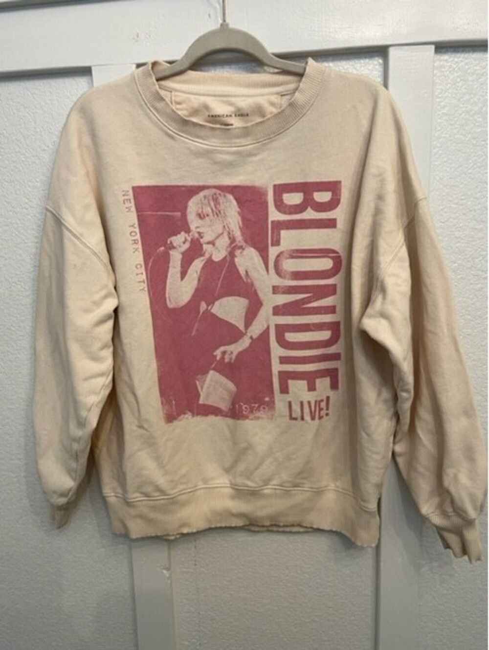 American Eagle Outfitters Cream Colored Oversized Blondie Graphic Sweatshirt S